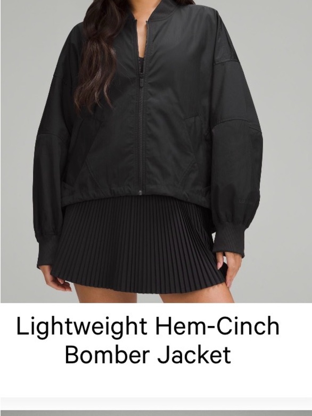 lululemon athletica Black Lightweight Hem-Cinch Bomber Jacket